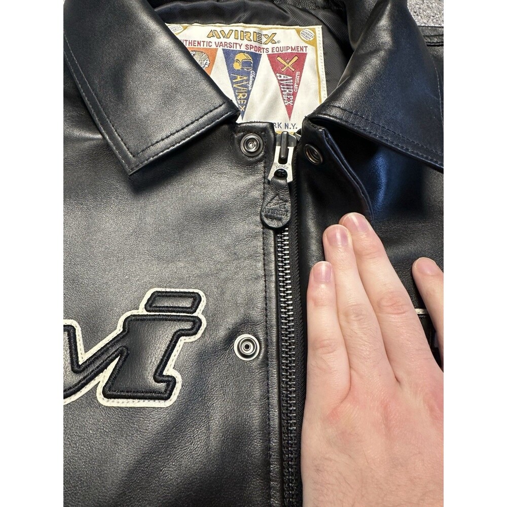 NEW XXXL Avirex Hardies NYC Lamb Leather Black Pink Authentic Bomber Jacket Coat - Picture 6 of 13